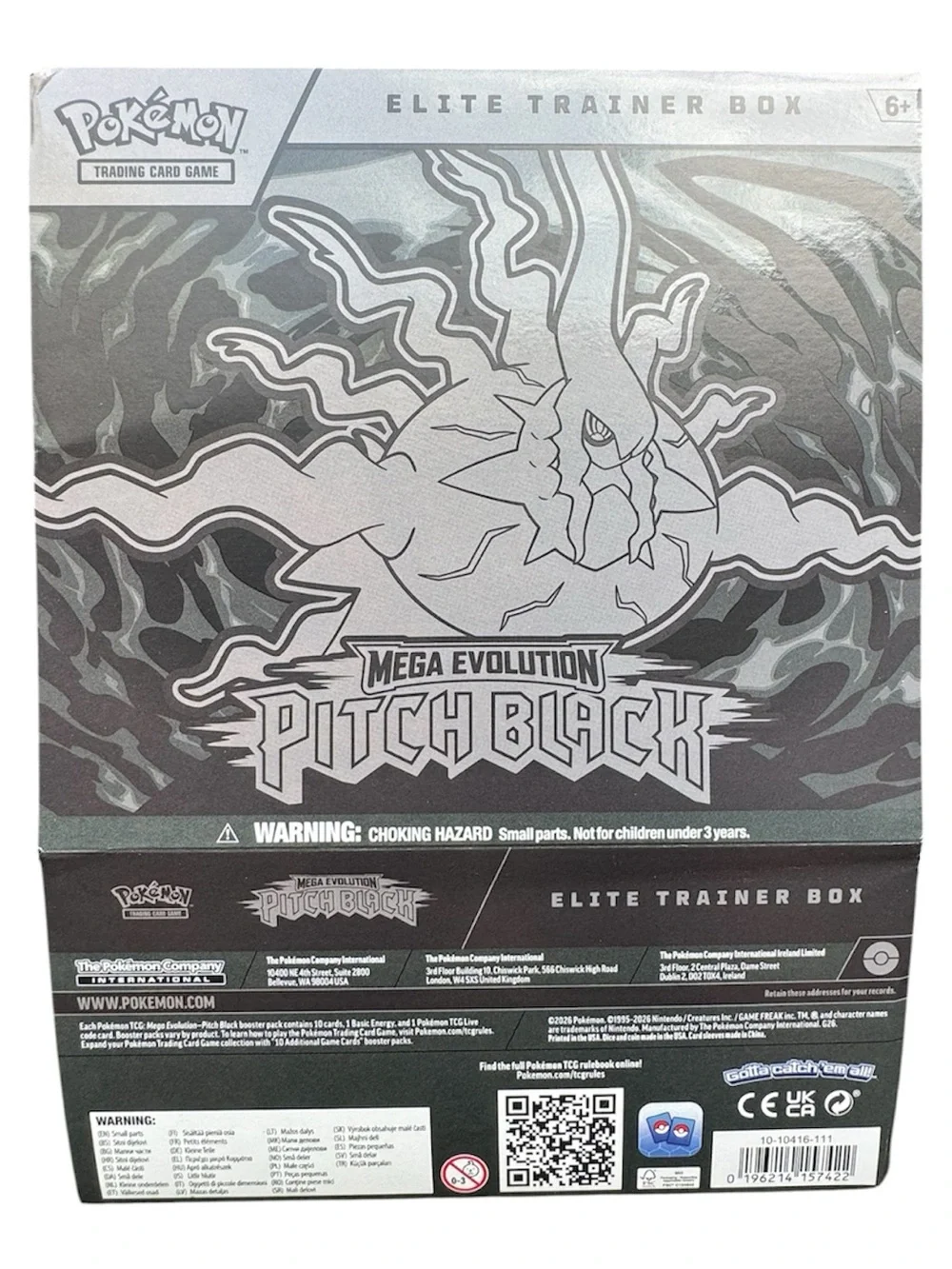 Pokemon Mega Evolution Pitch Black Elite Trainer Box(EMPTY BOX)- Silver & Black